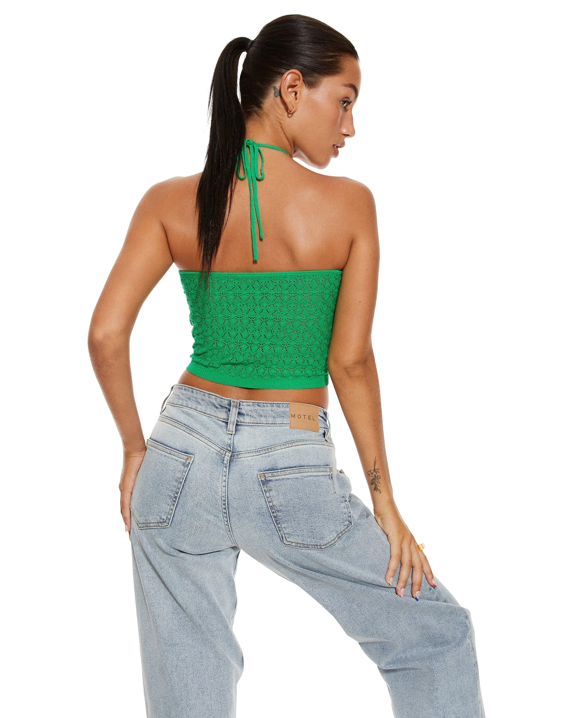 MOTEL X BARBARA Jinu Crop Top in Green