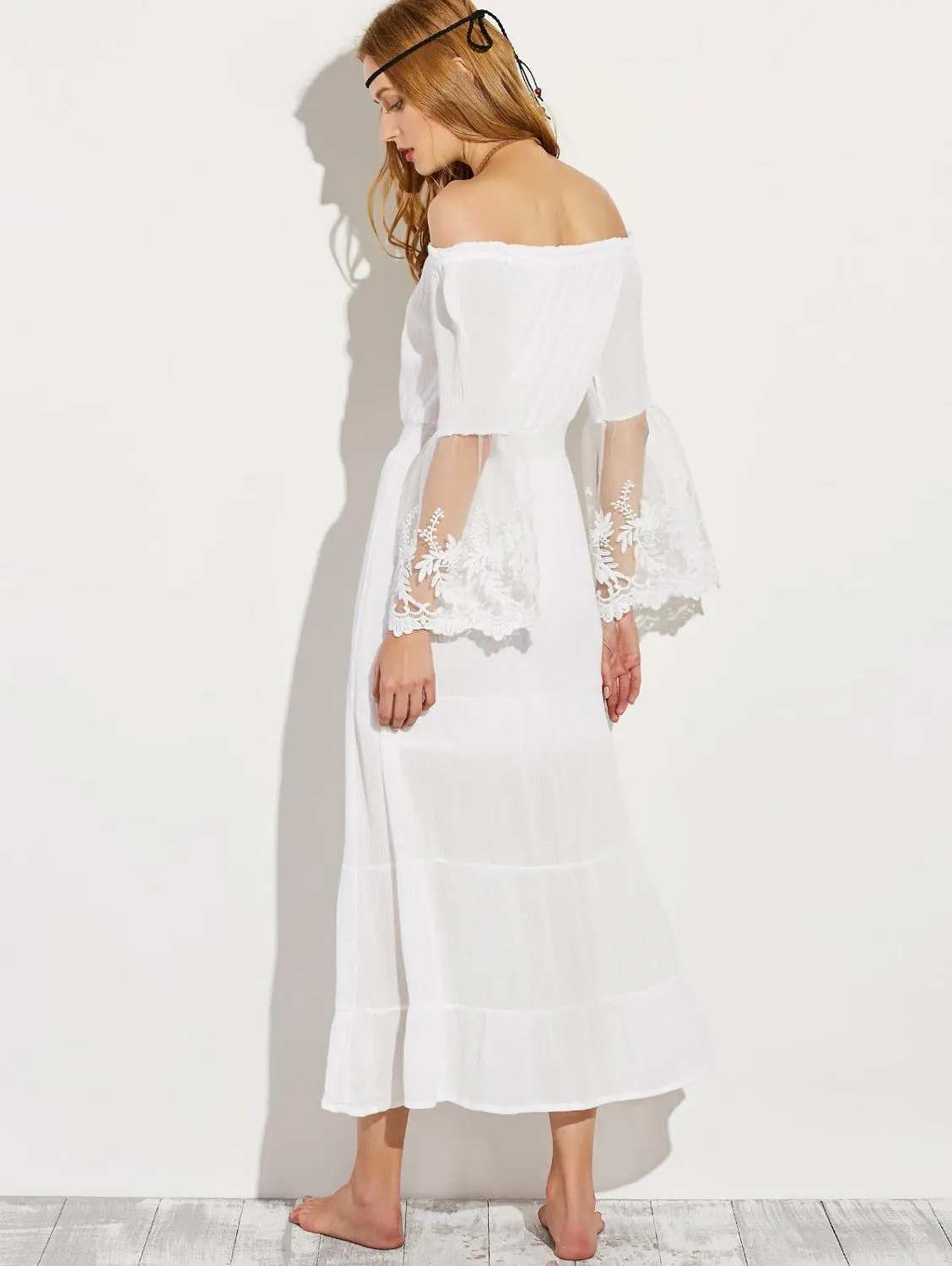 Off Shoulder White Lace Sundress