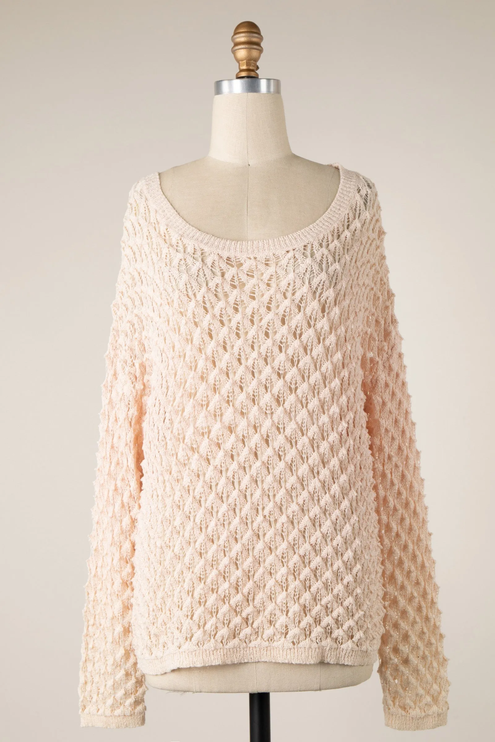 OPEN CABLE KNIT THIN SWEATER 1 PACK