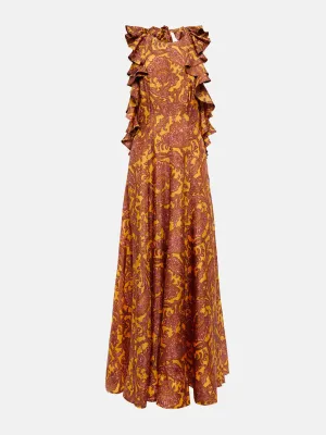 Orange paisley printed maxi dress