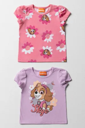 Paw Patrol 2 Pack Short Sleeve T-Shirts Pink & Lilac