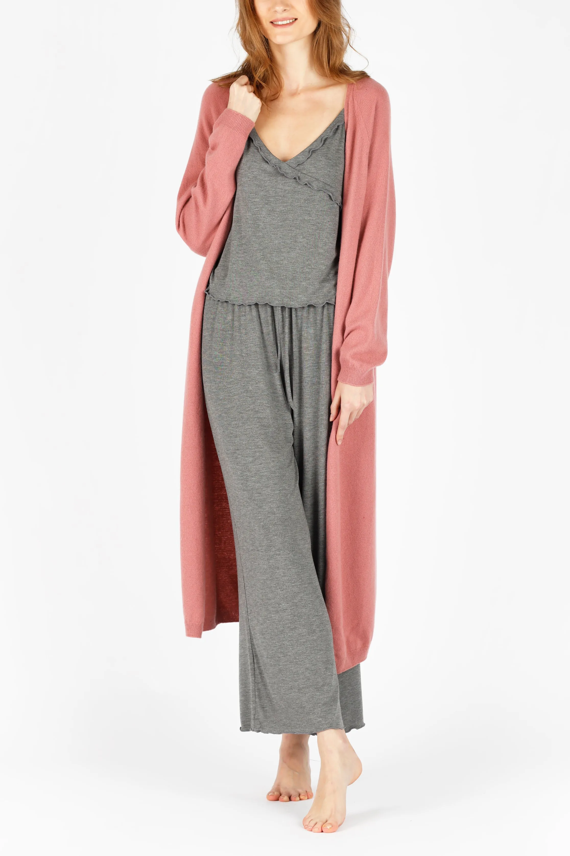 Pink Cashmere Long Cardigan