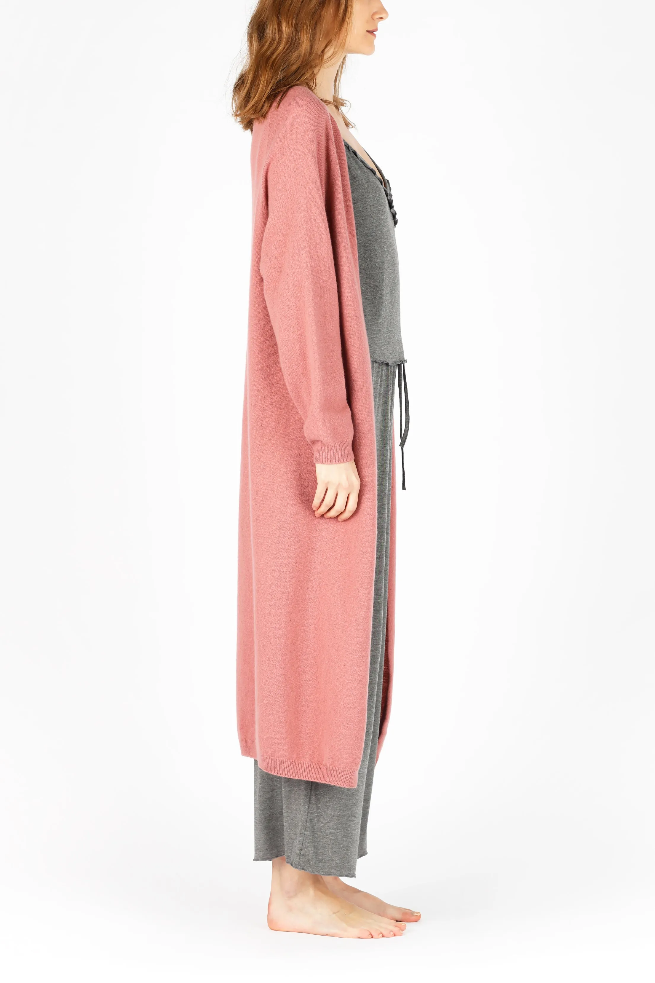 Pink Cashmere Long Cardigan