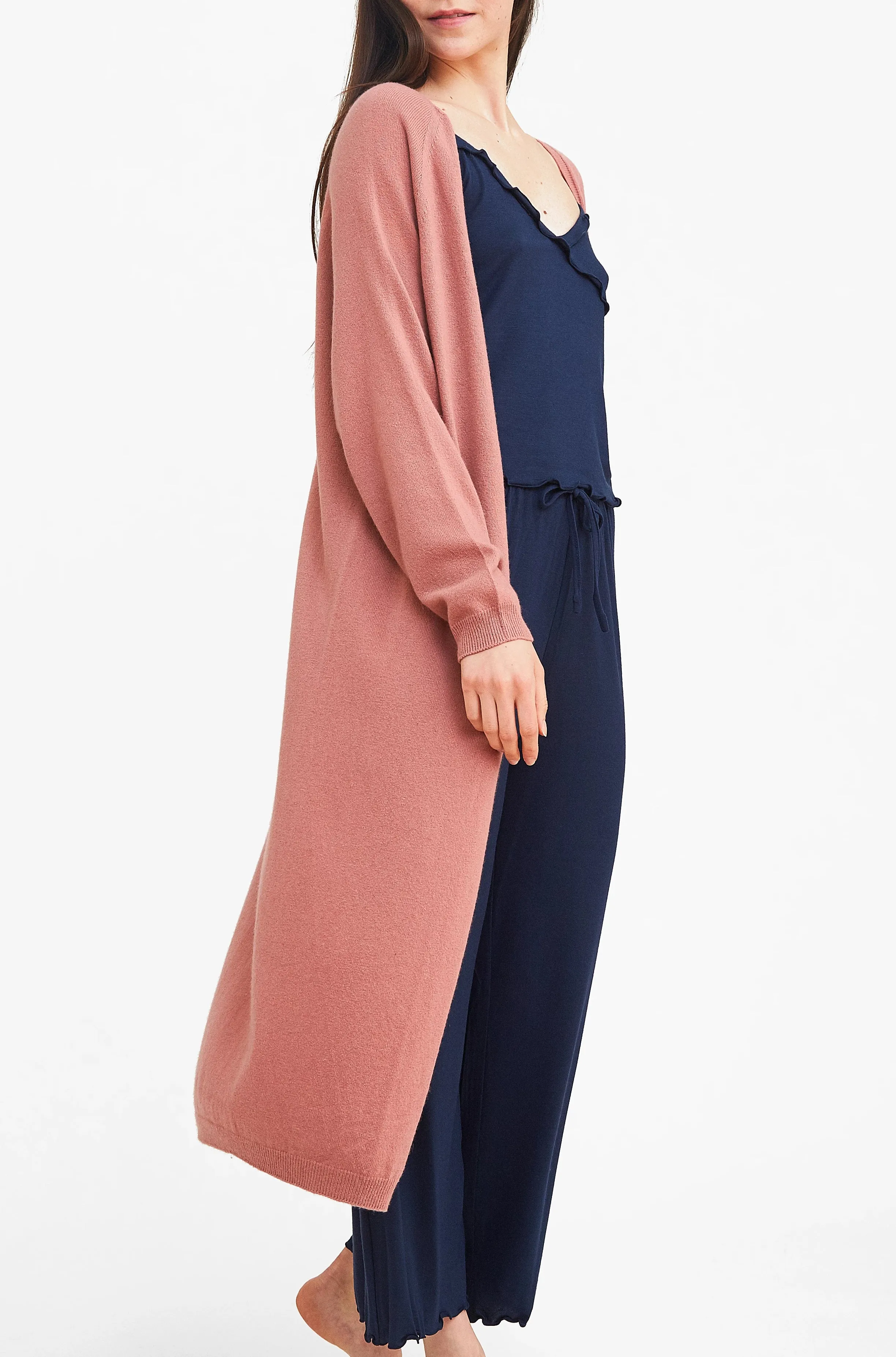 Pink Cashmere Long Cardigan