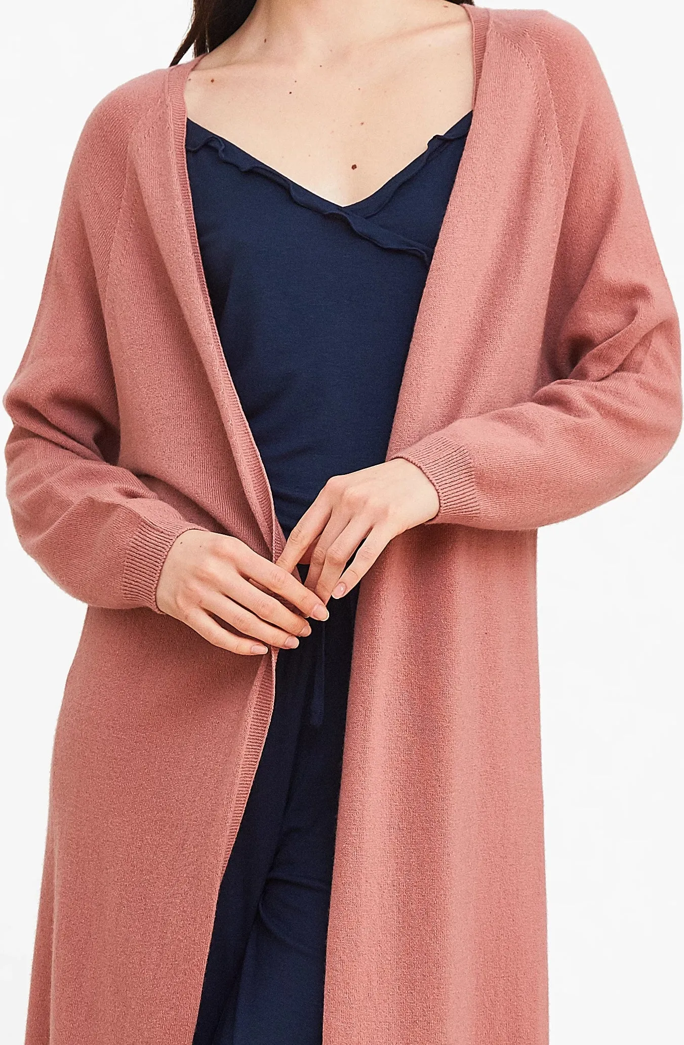 Pink Cashmere Long Cardigan