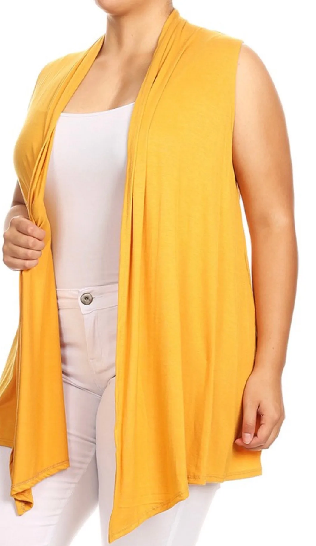 Plus - Basic Sleeveless Cardigan