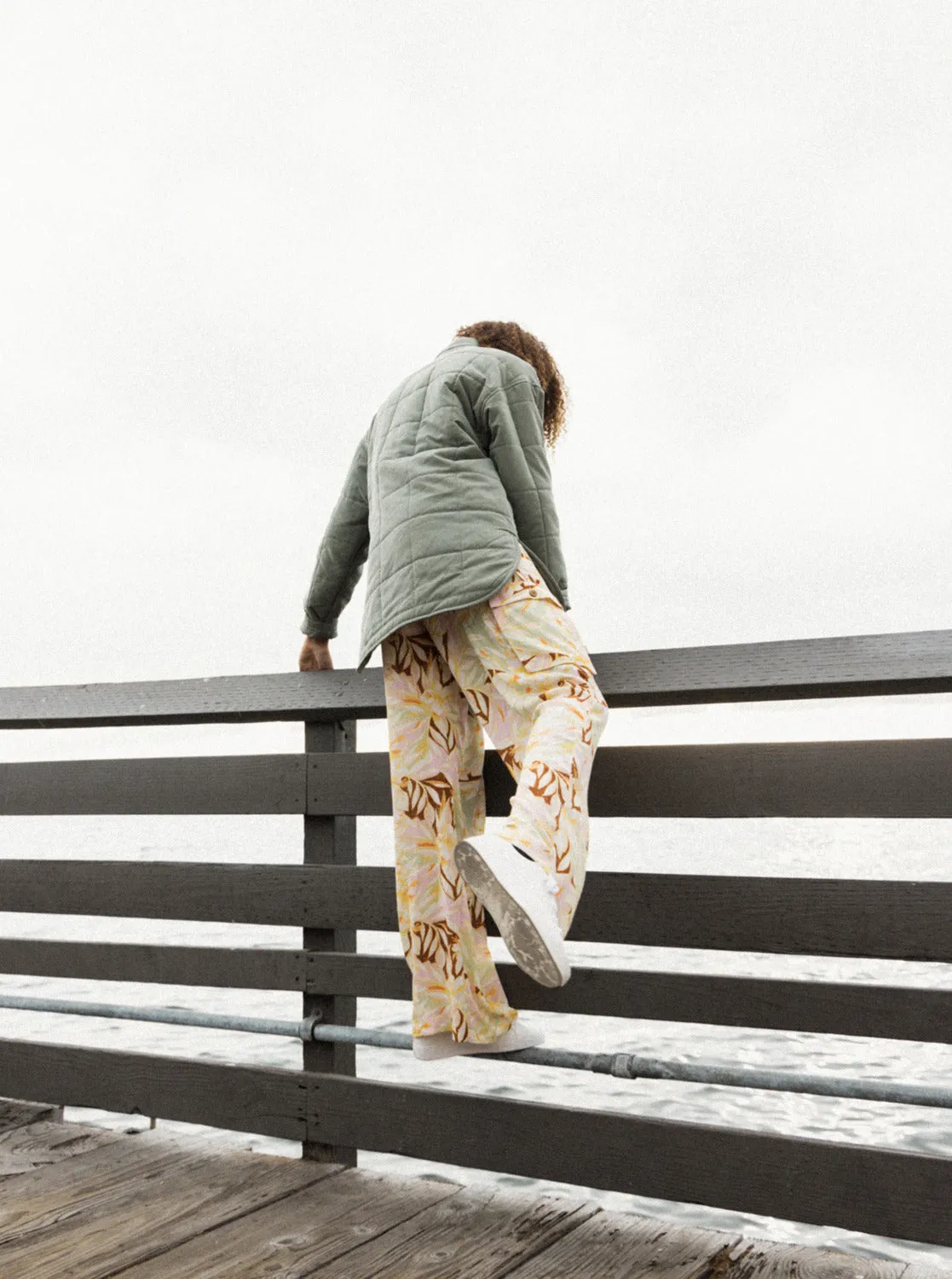 Precious High-Waist Printed Cargo Pants - Quiet Green Coast 2 Coast