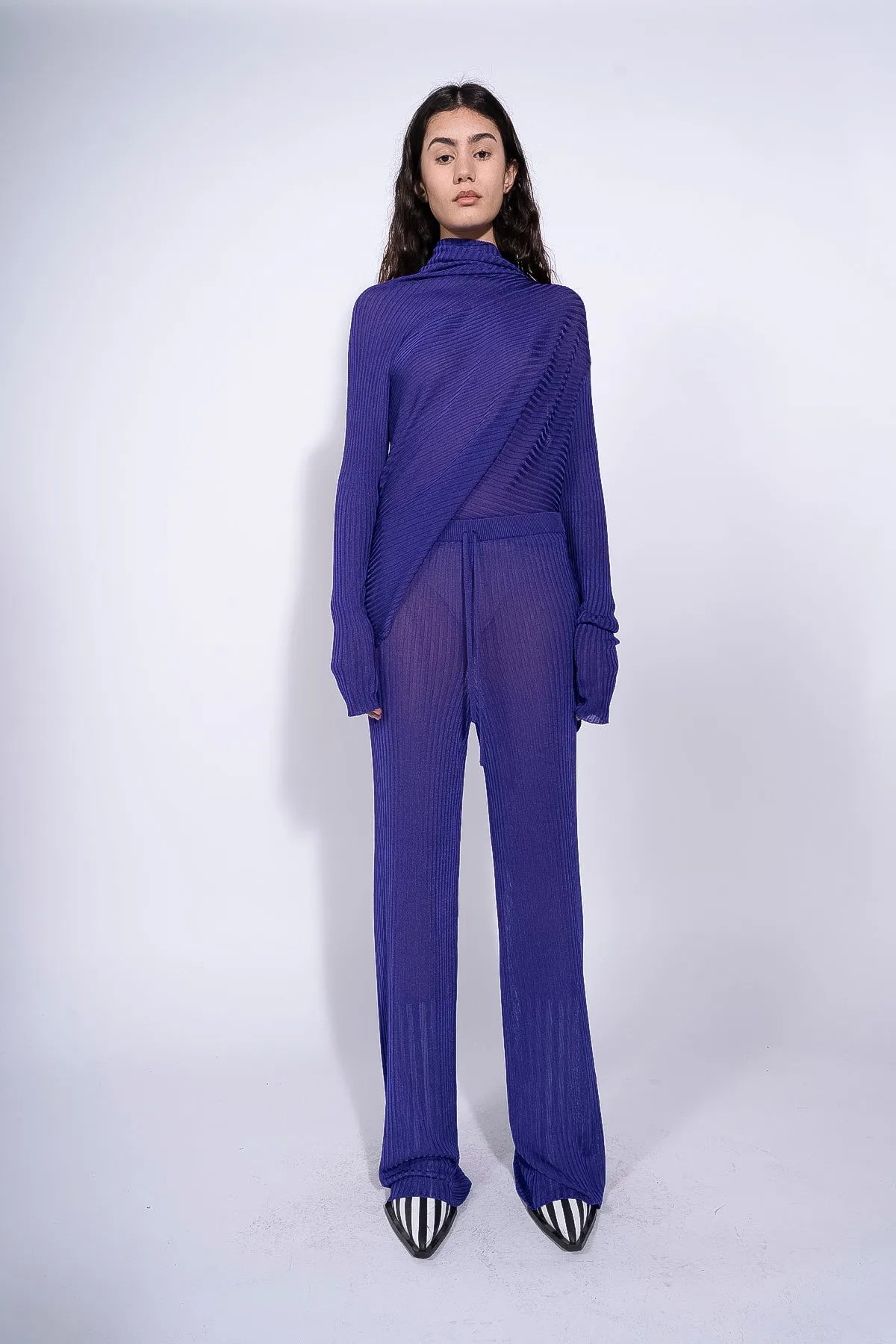 PURPLE DRAPED JUMPER IN LIGHTWEIGHT KNIT