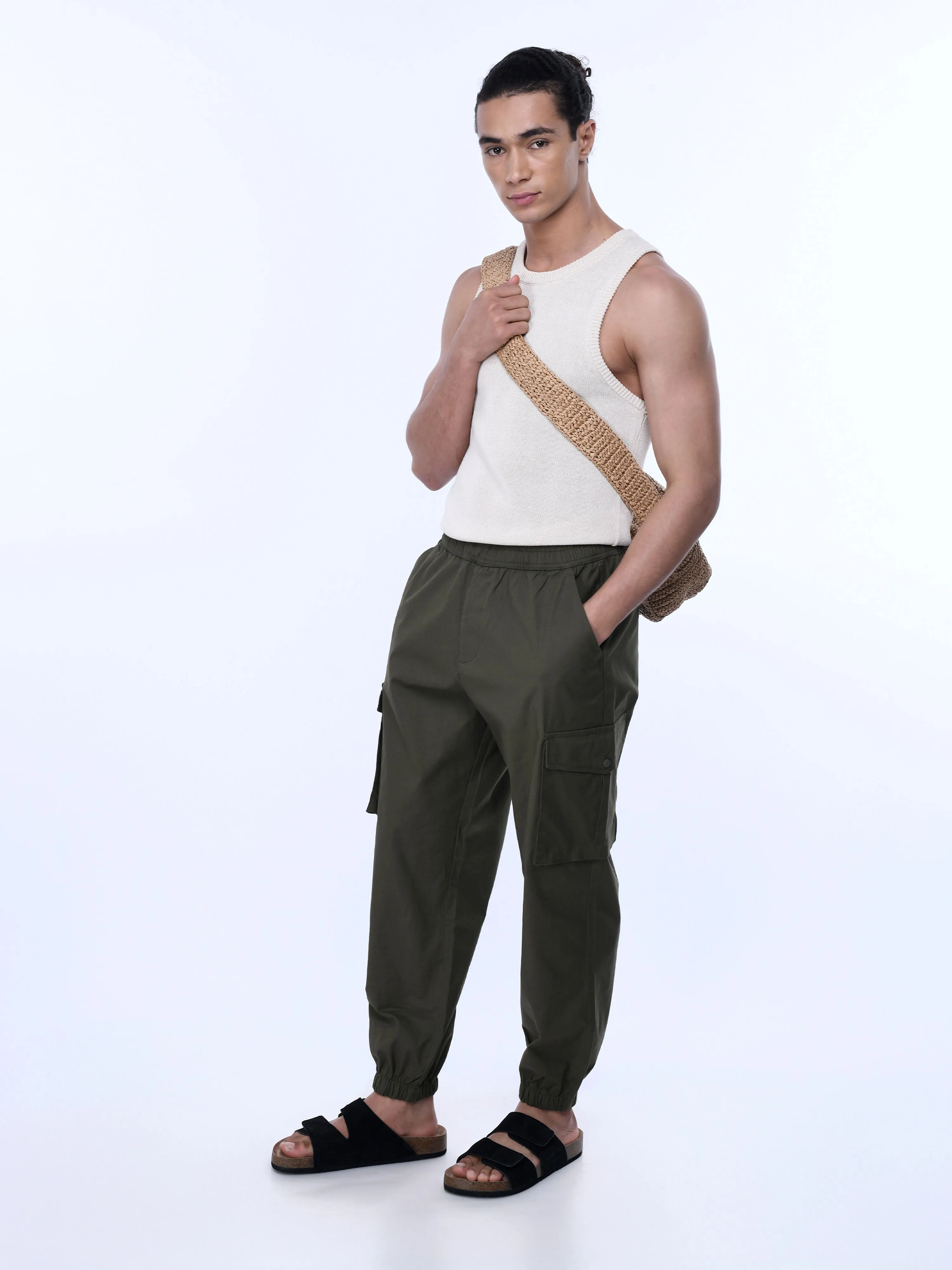 Relaxed Light Cotton Olive Joggers