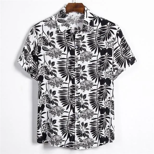 Short Sleeve Men Shirt Hawaii Shirts Summer Printed Short Sleeve Shirt Soft Male Beach Hawaiian Shirt