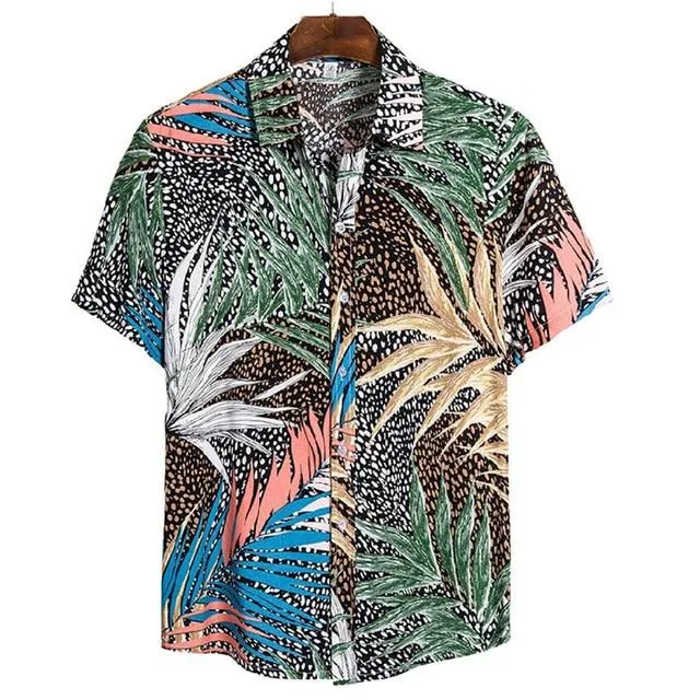 Short Sleeve Men Shirt Hawaii Shirts Summer Printed Short Sleeve Shirt Soft Male Beach Hawaiian Shirt