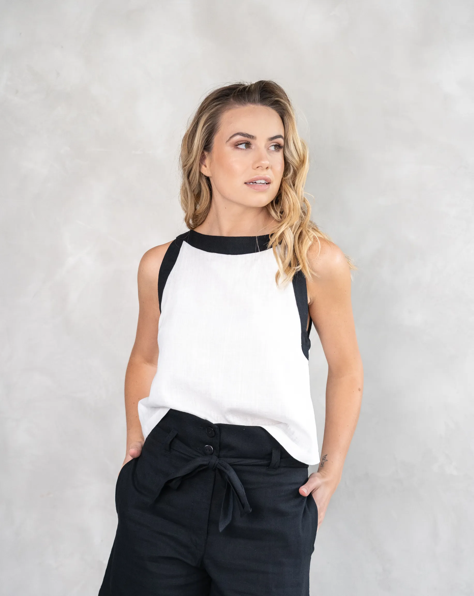 Sophia High Waisted Shorts | Black Linen