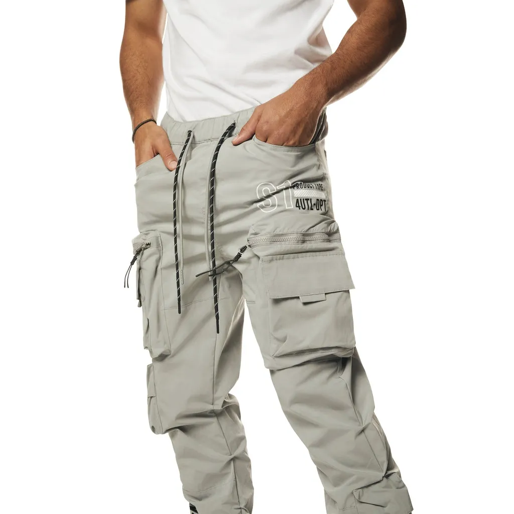 Stacked Utility Windbreaker Cargo Pants - Light Grey