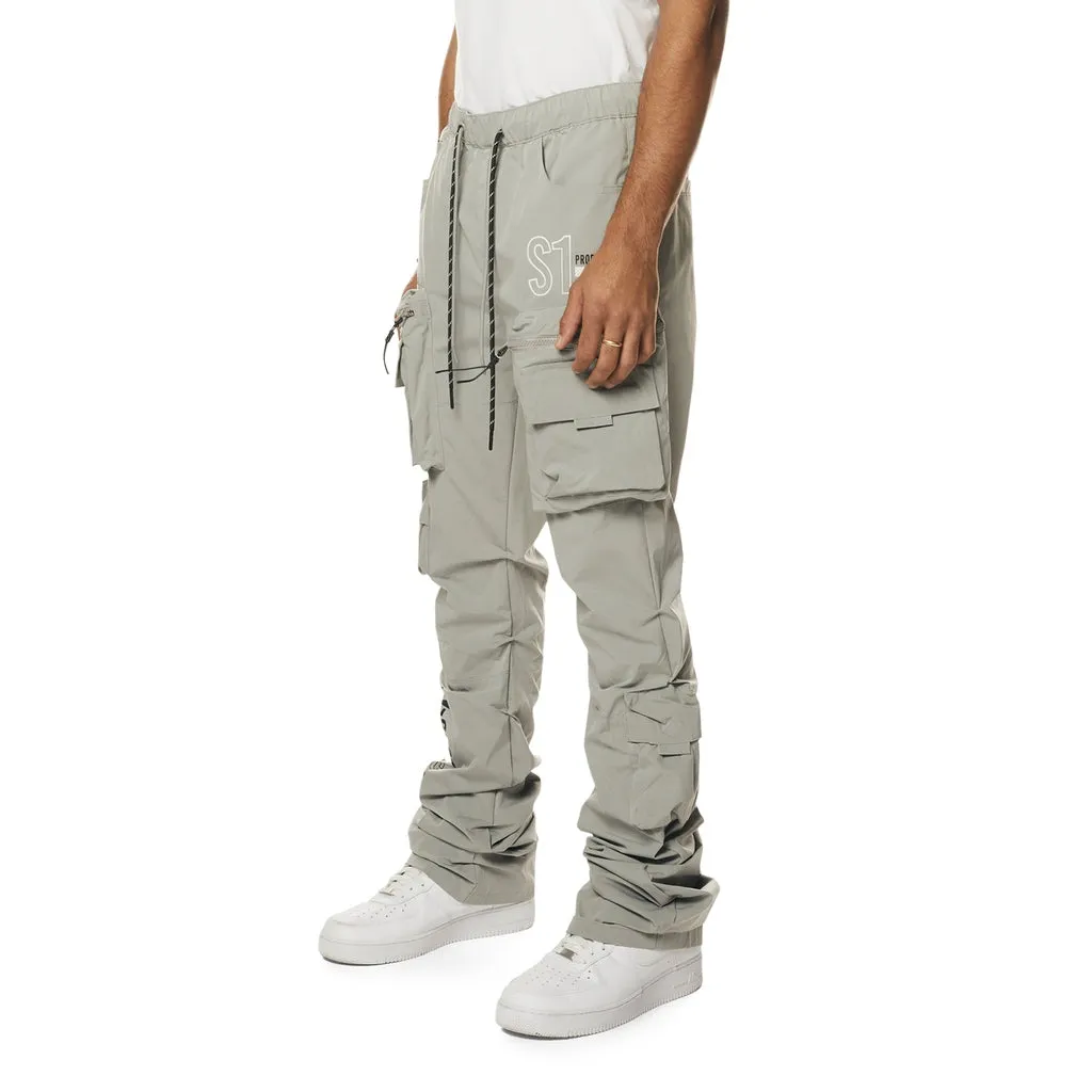 Stacked Utility Windbreaker Cargo Pants - Light Grey