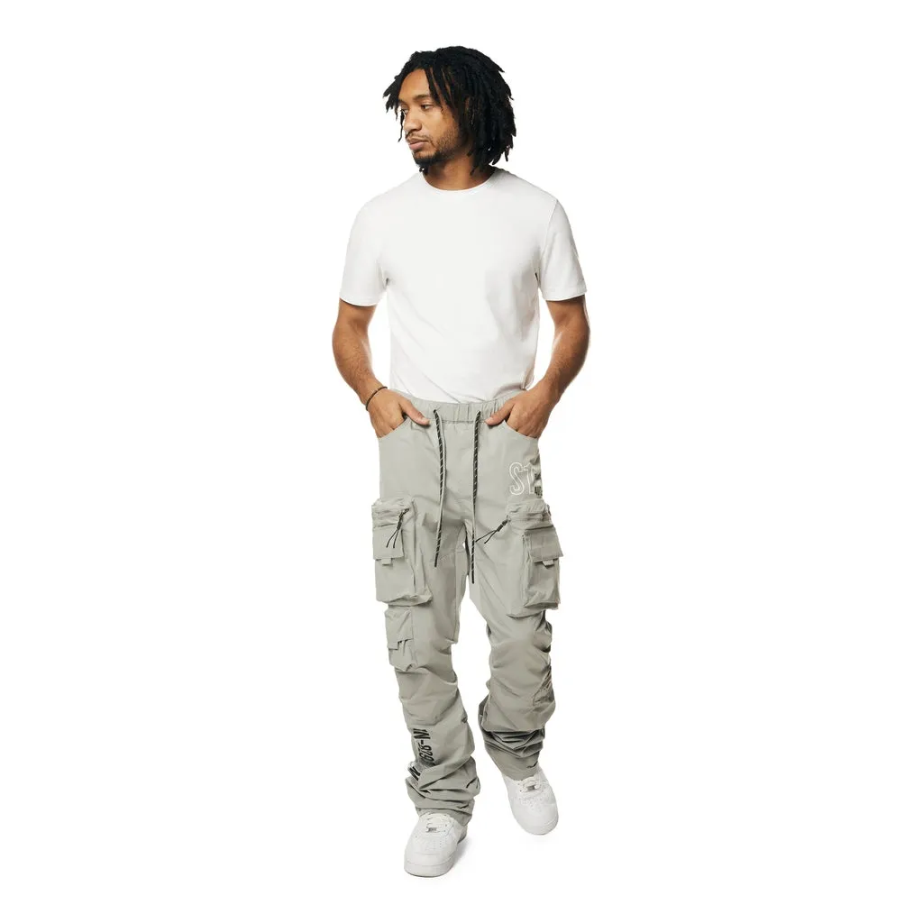 Stacked Utility Windbreaker Cargo Pants - Light Grey