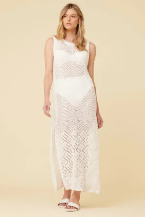 Surf Gypsy White Crochet Maxi Dress