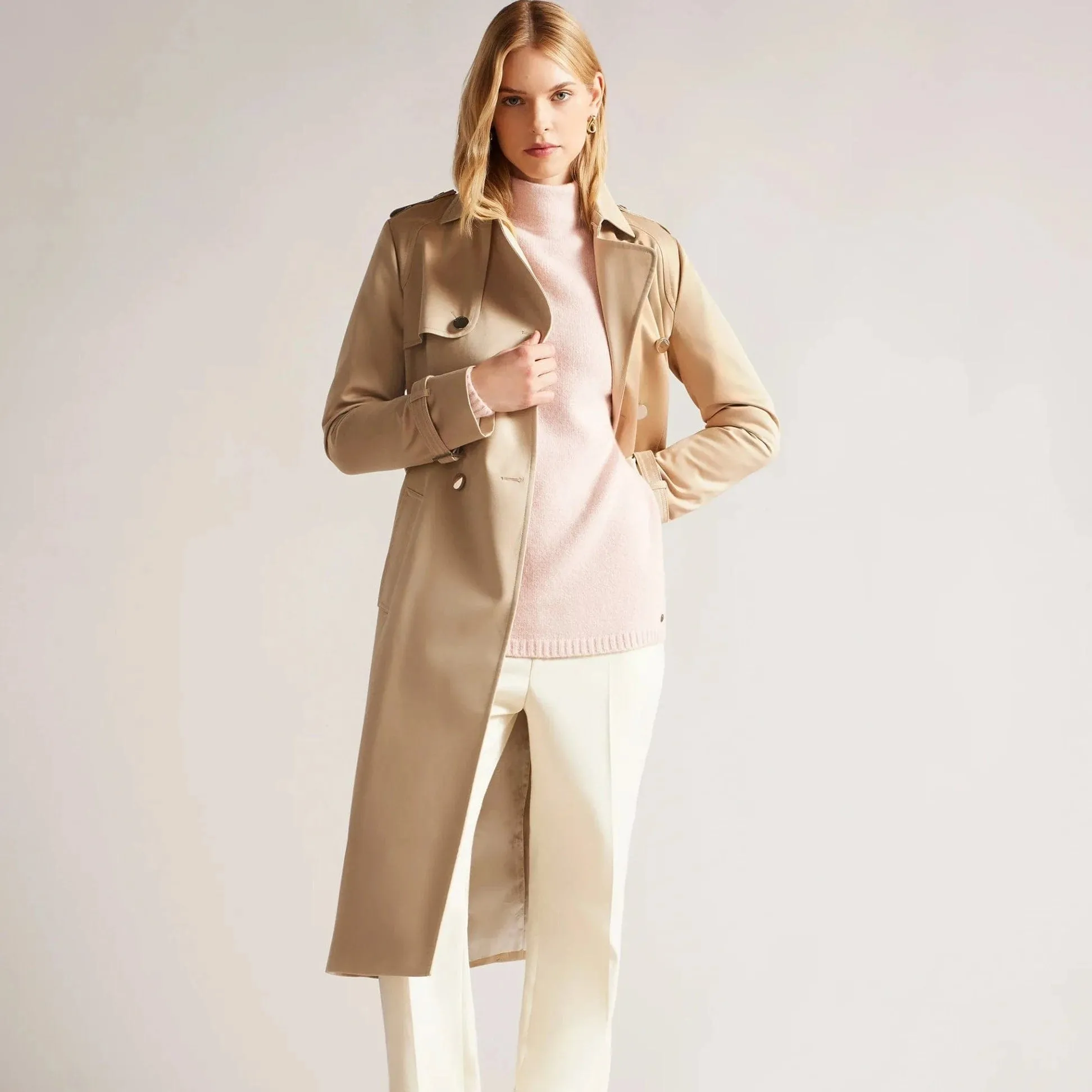 Ted Baker Robbii Lightweight Showerproof Trench Coat Beige