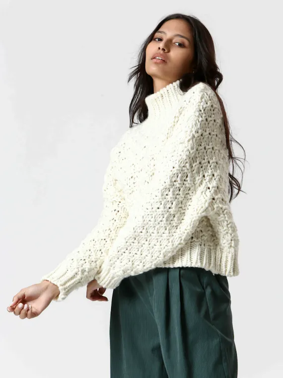 The Korner Chunky Knit Sweater | White