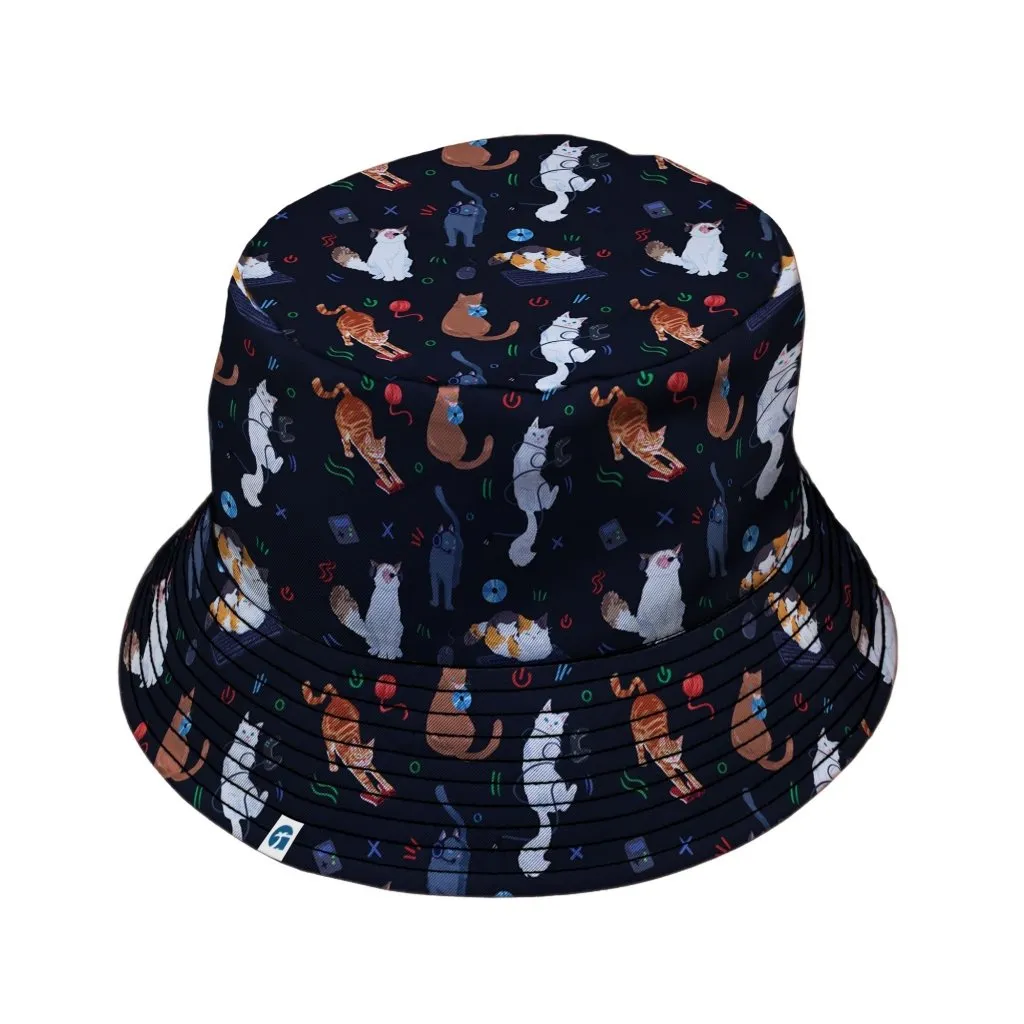 Video Game Cats Dark Bucket Hat