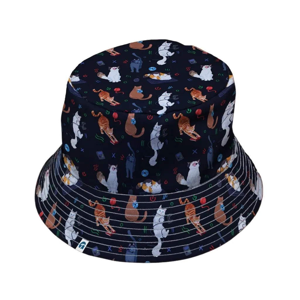 Video Game Cats Dark Bucket Hat