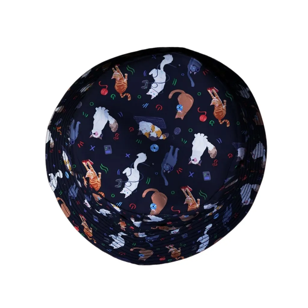 Video Game Cats Dark Bucket Hat