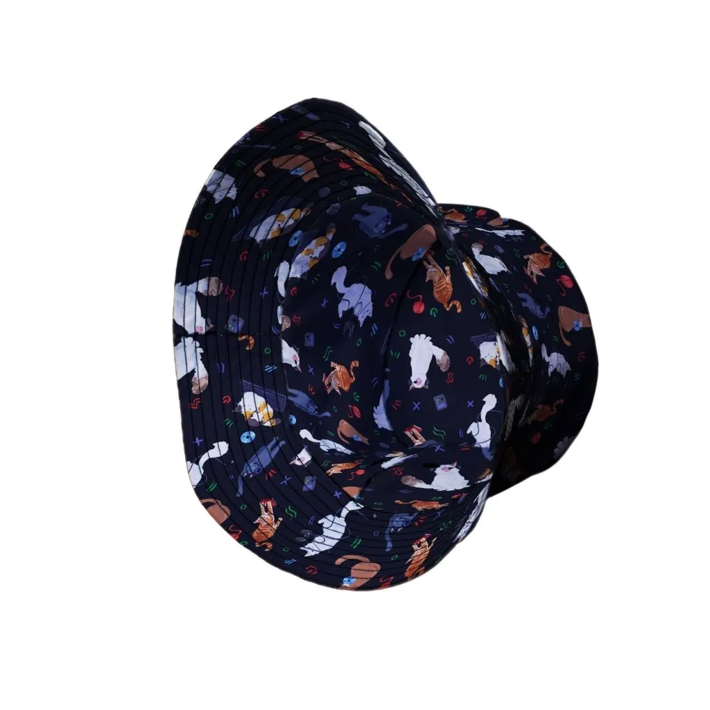 Video Game Cats Dark Bucket Hat