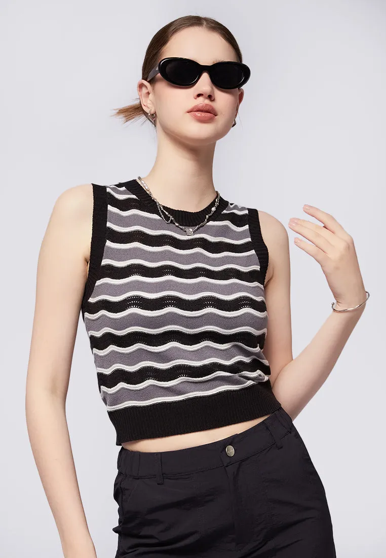 Wave Sleeveless Knit Top