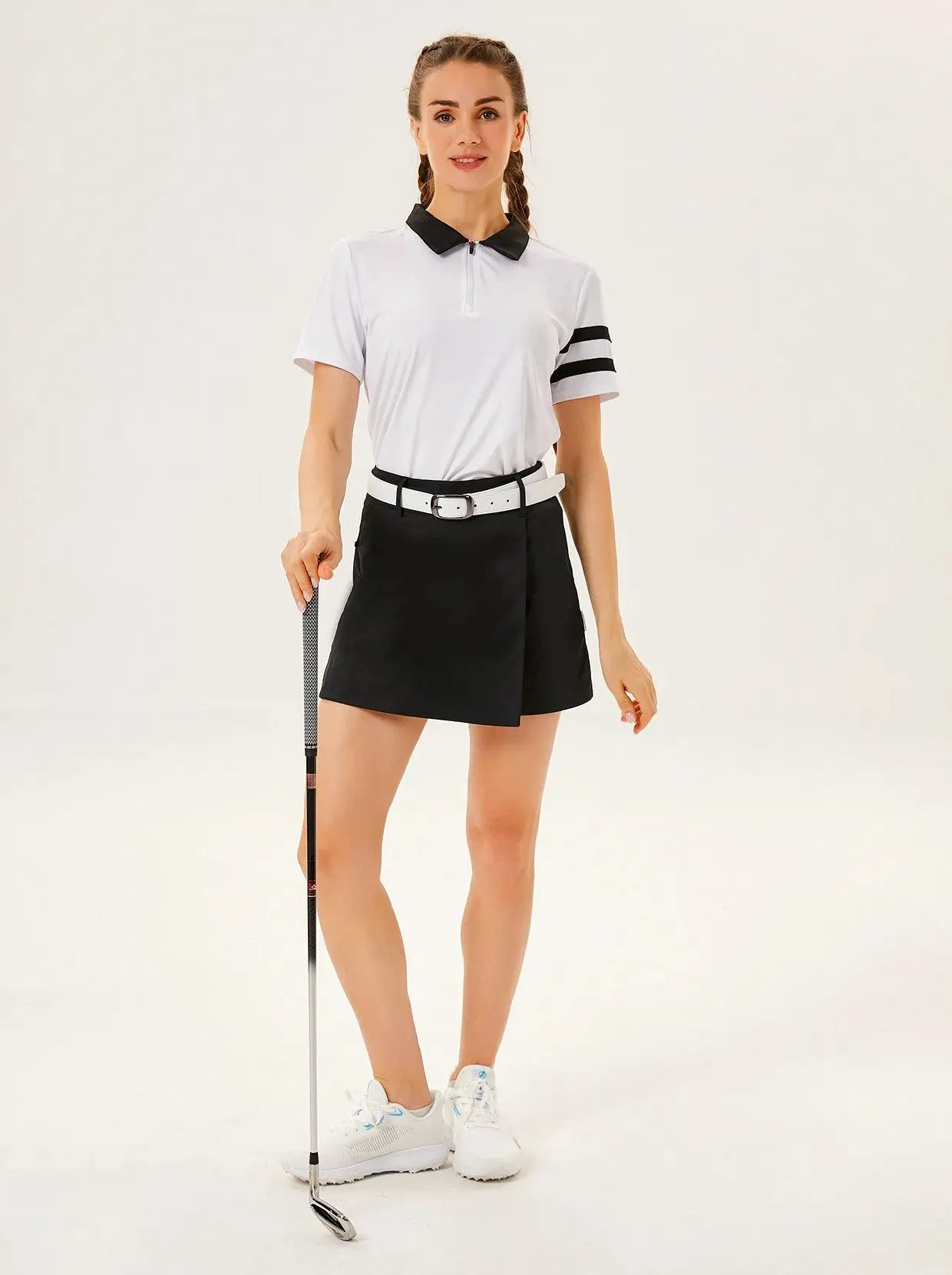 White Athletic  Short Sleeve Golf Polo Shirt for Women