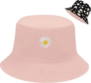 Women Bucket Hats Reversible Sun Hat Print Summer Fisherman Hat Cotton Travel Beach Bucket Hats for Teens