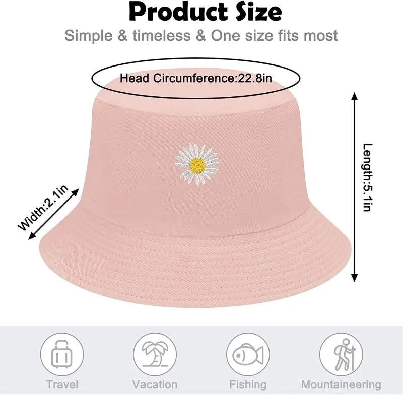 Women Bucket Hats Reversible Sun Hat Print Summer Fisherman Hat Cotton Travel Beach Bucket Hats for Teens