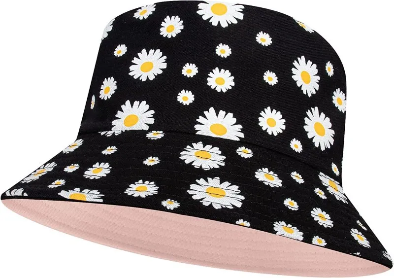 Women Bucket Hats Reversible Sun Hat Print Summer Fisherman Hat Cotton Travel Beach Bucket Hats for Teens