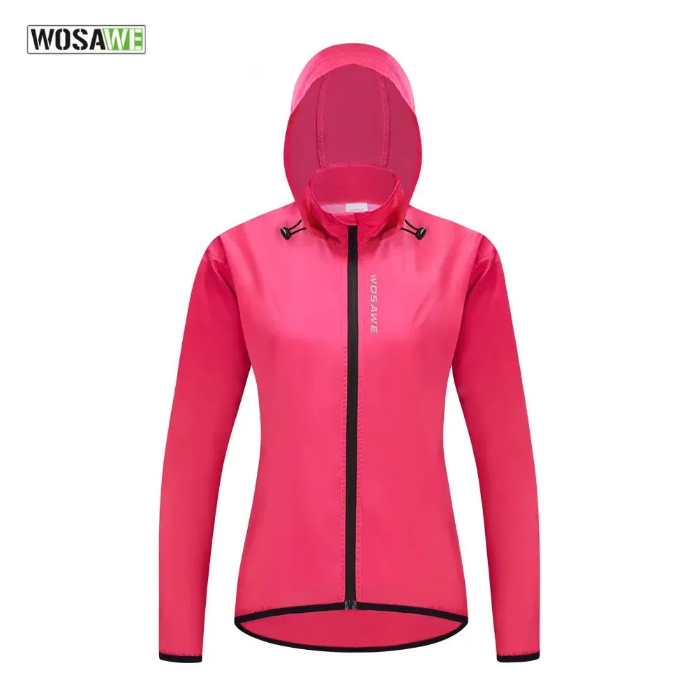 Women's Cycling Jacket Hooded Bike Wind Coat Water Repellent Bicycle Windbreaker Reflective Running Riding Hiking Vest