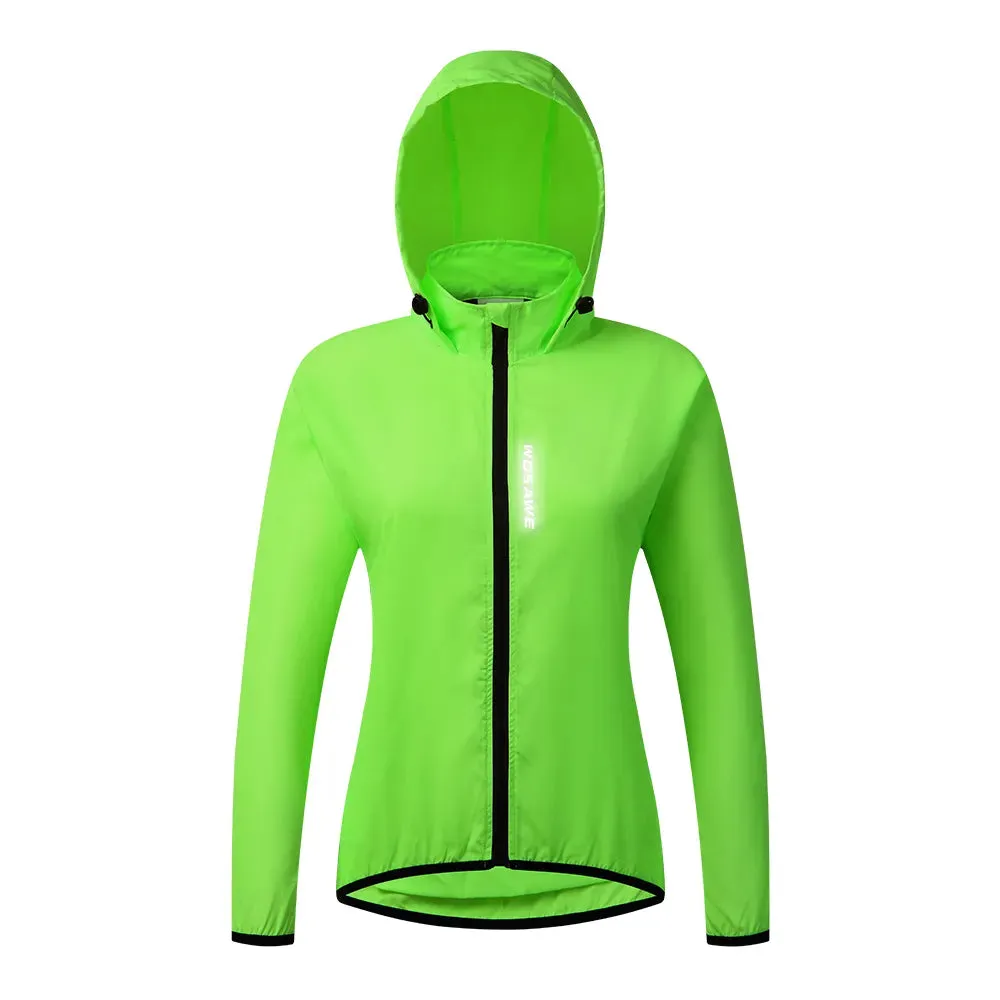 Women's Cycling Jacket Hooded Bike Wind Coat Water Repellent Bicycle Windbreaker Reflective Running Riding Hiking Vest