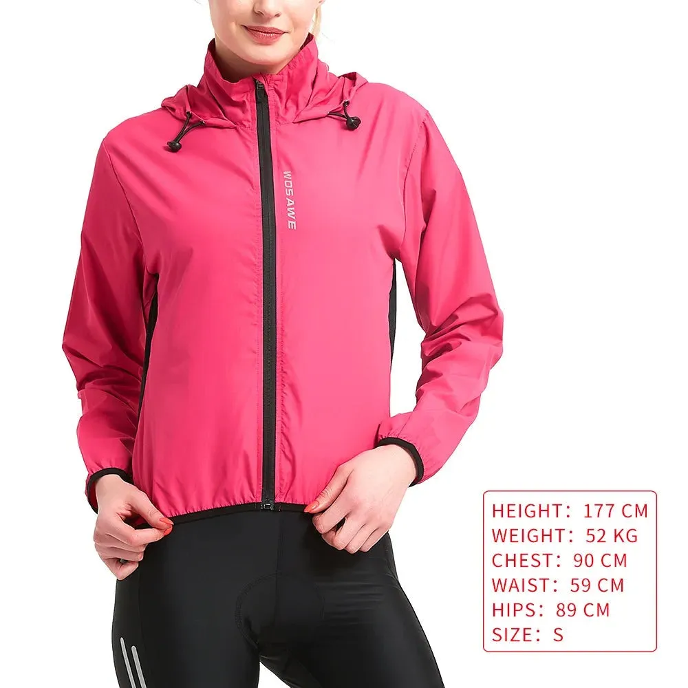 Women's Cycling Jacket Hooded Bike Wind Coat Water Repellent Bicycle Windbreaker Reflective Running Riding Hiking Vest