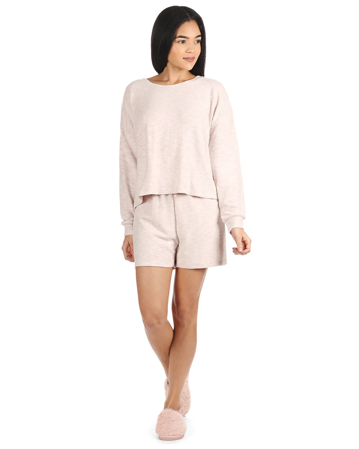 Women's Hacci Matching Short and Long Sleeve Pajama Set