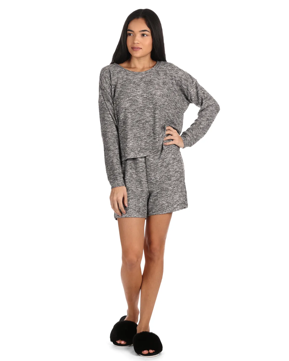 Women's Hacci Matching Short and Long Sleeve Pajama Set