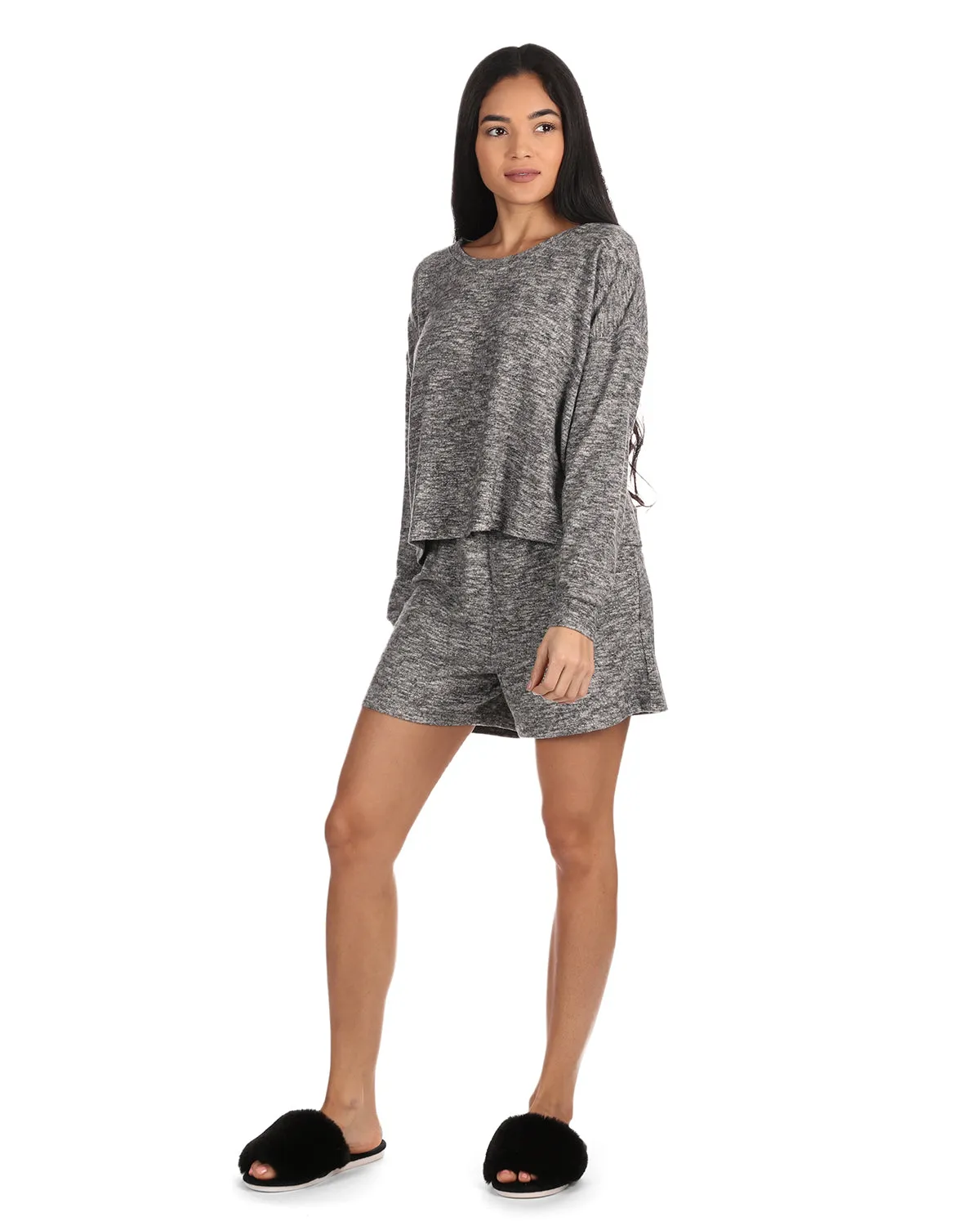 Women's Hacci Matching Short and Long Sleeve Pajama Set