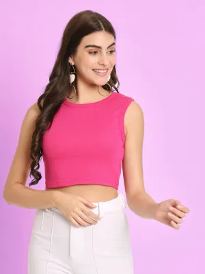 Women's Sleeveless Fitted Pink Top